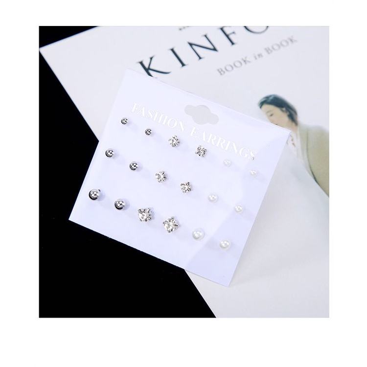set 9 đôi bông tai khuyên tai bi tròn hạt cá tính