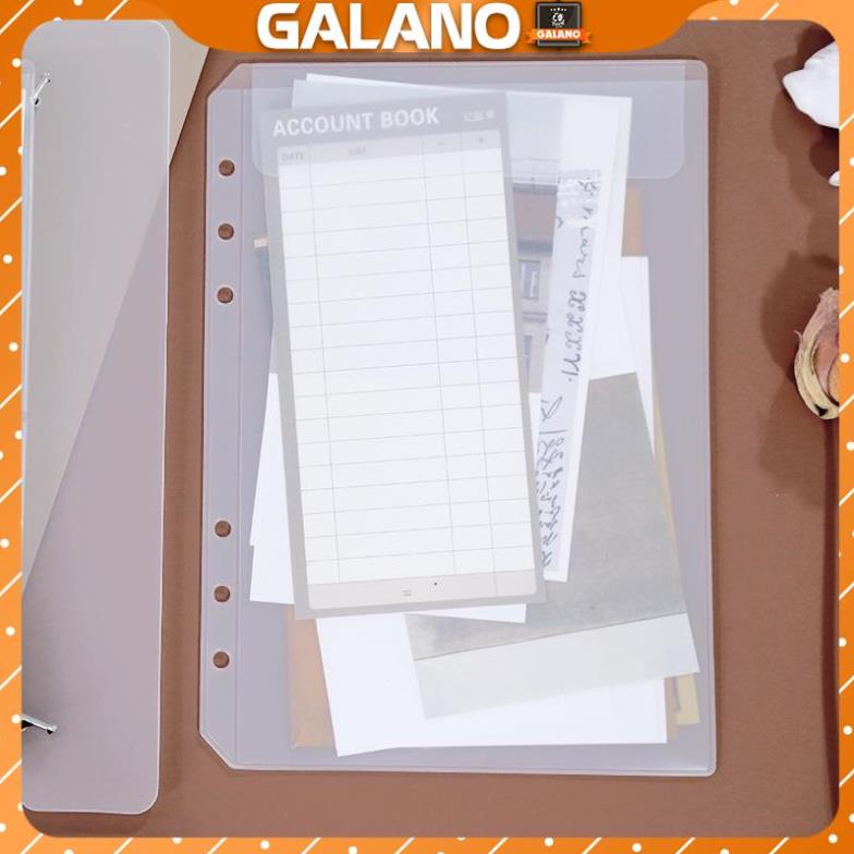 Bìa sổ còng binder GALANO bìa còng 6 lỗ A5 A6 kiêm túi đựng 2 ngăn có nắp SN-001343