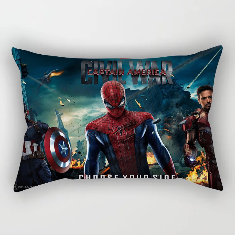 DISNEY Vỏ Gối Chữ Nhật 30x50cm/50x75cm In Hình Siêu Anh Hùng Marvel Độc Đáo Trang Trí Ghế Sofa