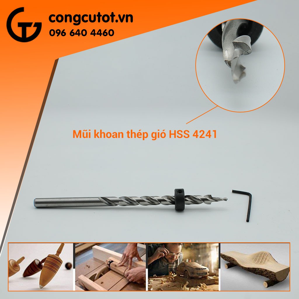 Mũi khoan 2 tầng trụ xoắn trắng chuôi tròn 9.0mm