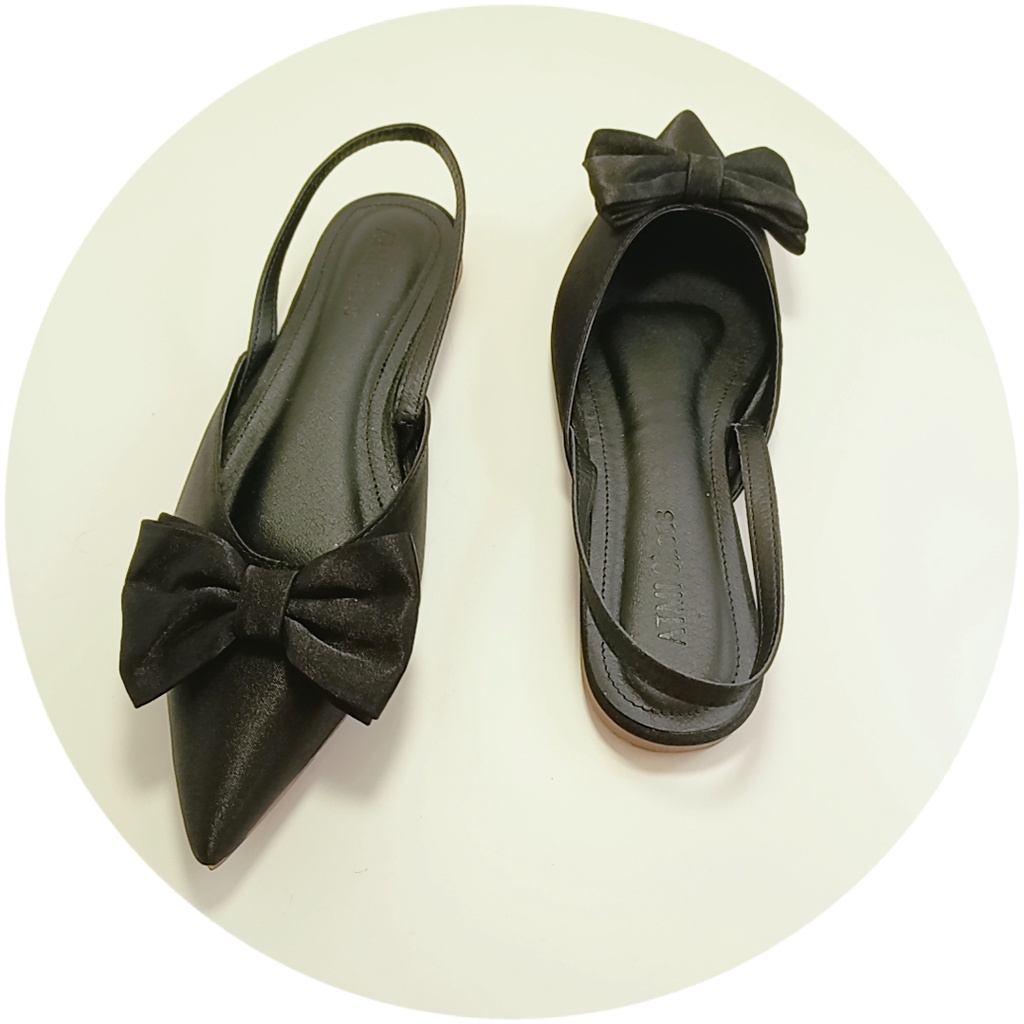 Giày nữ slingback thắt nơ lụa satin thanh lịch hè 2022-giày bệt nữ mũi nhọn mẫu mới bền đẹp giá tốt mã SLNGBACK