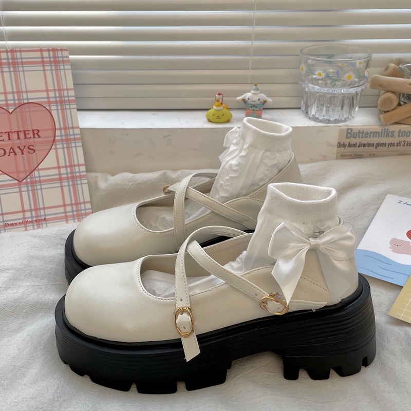 Giày lolita nữ độn đế cao,Giày da ulzzang nữ phong cách Hàn Quốc LT17