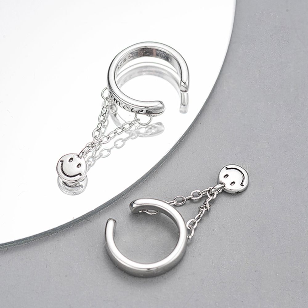 Khuyên tai dạng kẹp hình mặt cười bằng đồng phong cách Hàn Quốc thời trang cá tính cho nữ