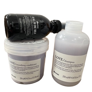 Combo dầu gội xả và xịt dưỡng làm thẳng mượt cho tóc thô xơ rối Davines Love Smoothing 250mlx2/135ml
