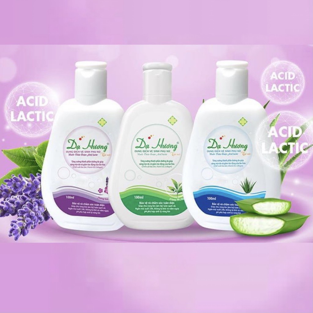 dạ hương dung dịch vệ sinh phụ nữ chiết xuất từ nha đam, trà xanh, lavender chai 100 ml,120ml