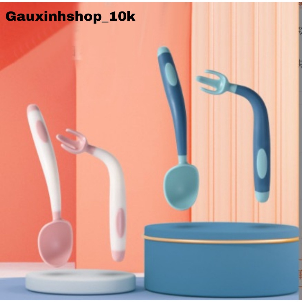 Thìa dĩa tập xúc cho bé tay cầm có thể uốn cong