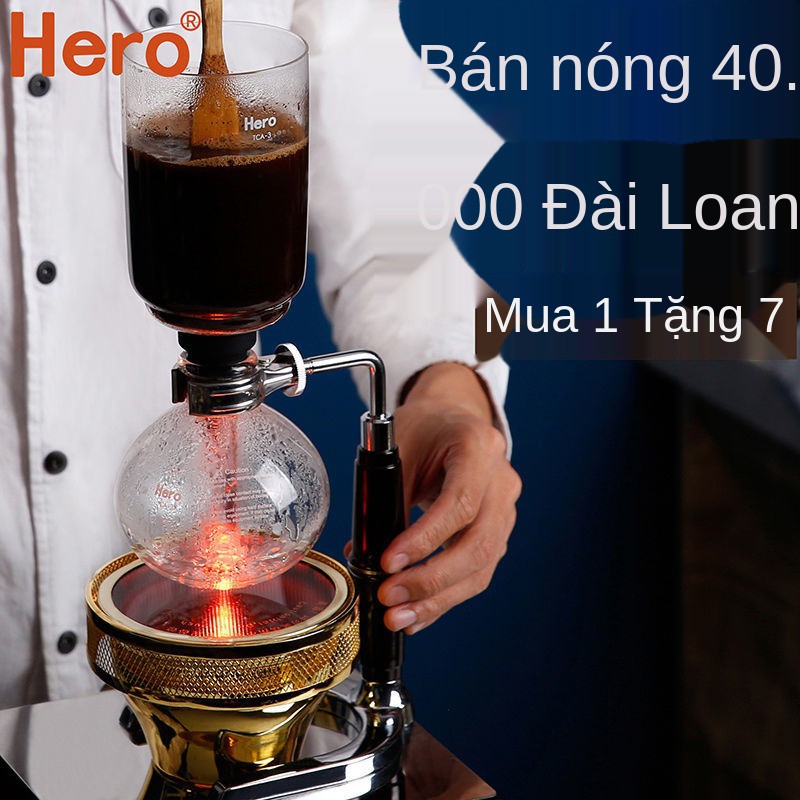 ✾♠Bình pha cà phê Hero Máy gia đình siphon thủy tinh xi phông bằng tay