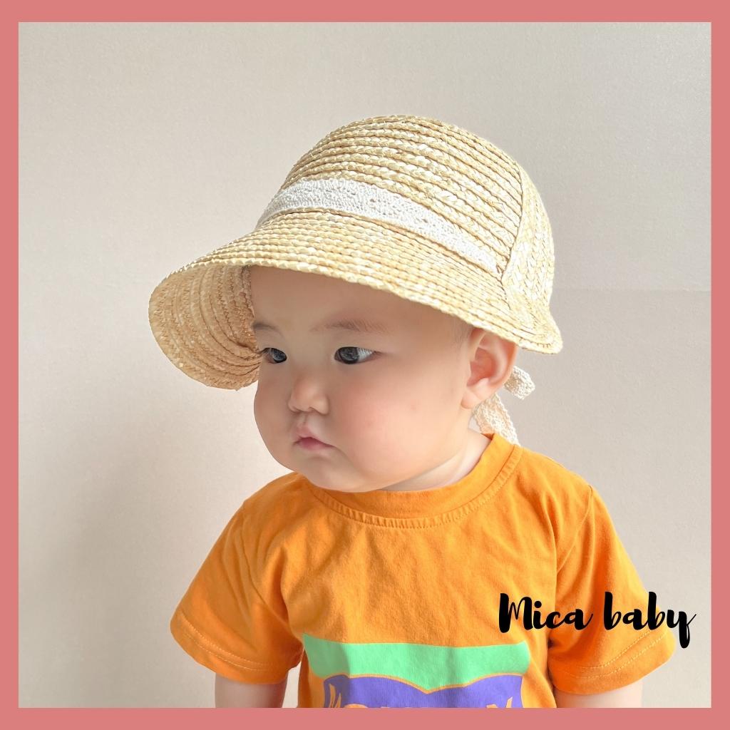 Mũ cói nửa đầu buộc dây phong cách hàn quốc đáng yêu cho bé Mica Baby MH158