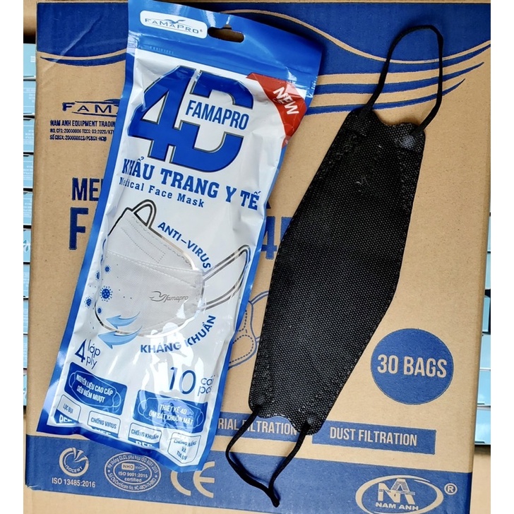 ✅  Túi 10 cái khẩu trang y tế 4 lớp kf94 , 4D Famapro Nam Anh