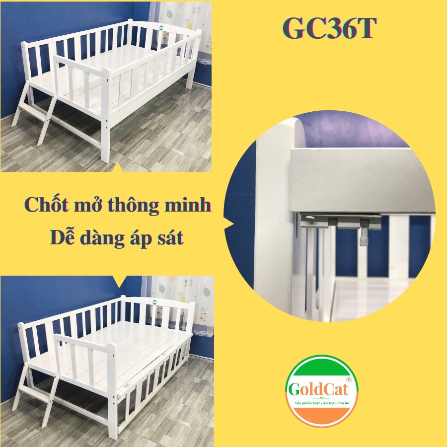 Giường Ngủ Cho Bé Ghép Cầu Thang GOLDCAT GC36T Chất Liệu Gỗ Quế Độ Bền Cao Cho Trẻ Từ 3-15 Tuổi