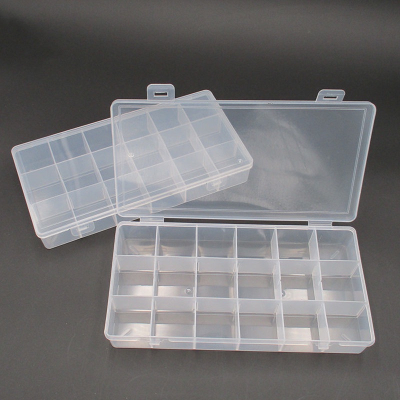 Hộp Nhựa Trong Suốt 18 / 24 Ngăn Đựng Trang Sức Có Nút Điều Chỉnh Được