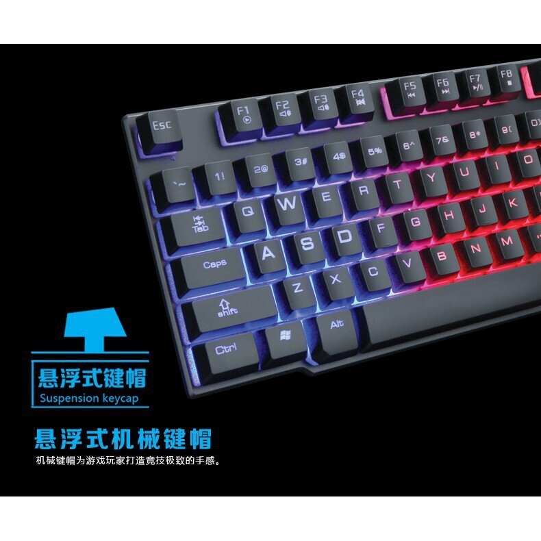 [Ưu Đãi Tốt] BỘ BÀN PHÍM VÀ CHUỘT GIẢ CƠ CHUYÊN GAME MODEL R8 1910 LED ĐA MÀU 