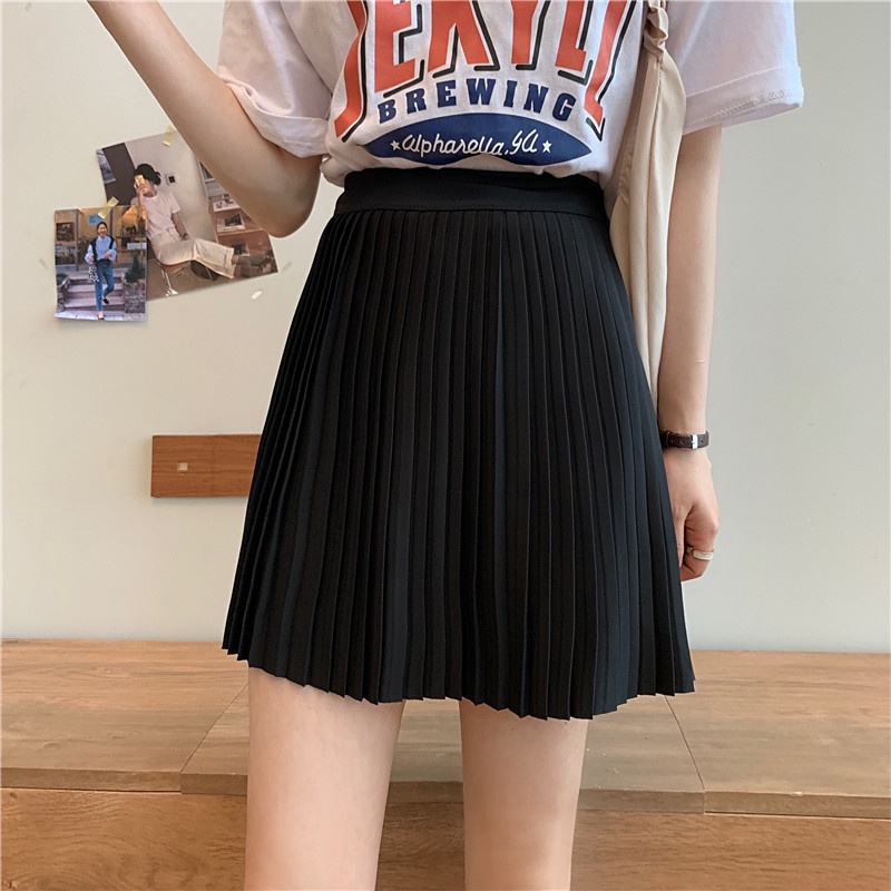 SUXI Chân Váy Ngắn Xếp Ly Lưng Cao Màu Sắc Thời Trang Mùa Hè Cho Nữ