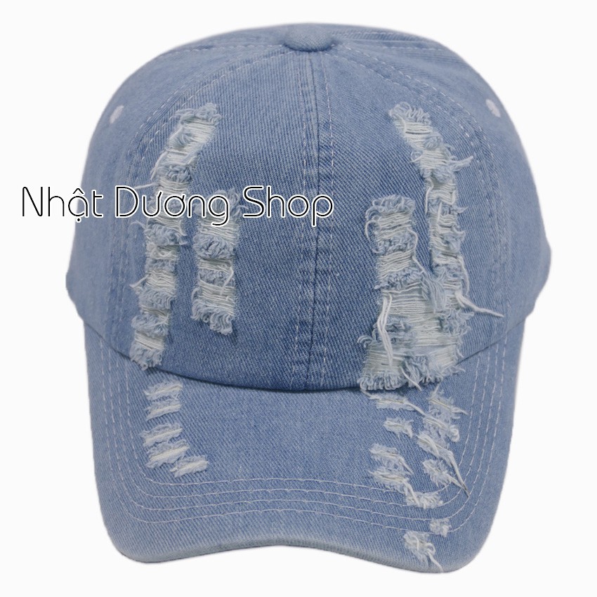 Nón kết jeans rách 1 lớp đơn giản - Jean nhạt