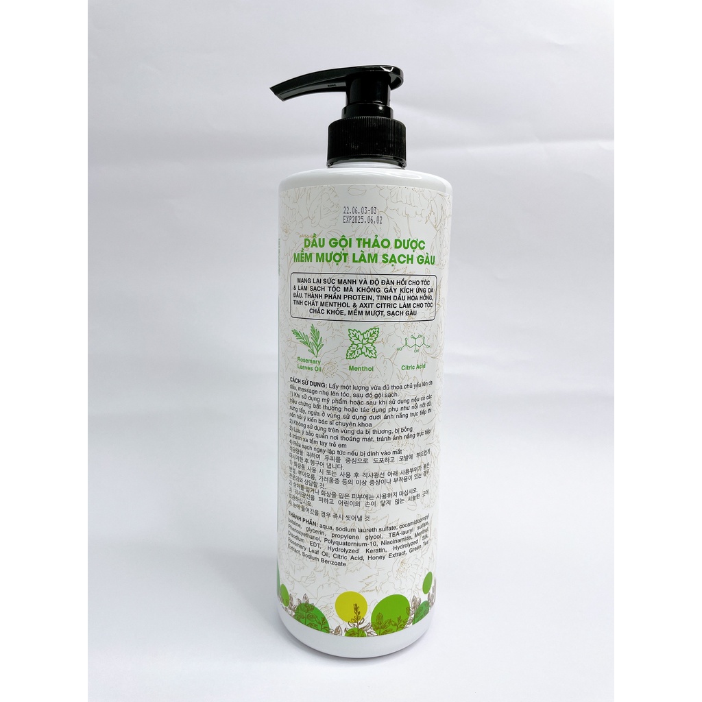 Dầu gội thảo dược sạch gàu và siêu mềm mượt Ecolove Natural Peppermint Shampoo 1000ml