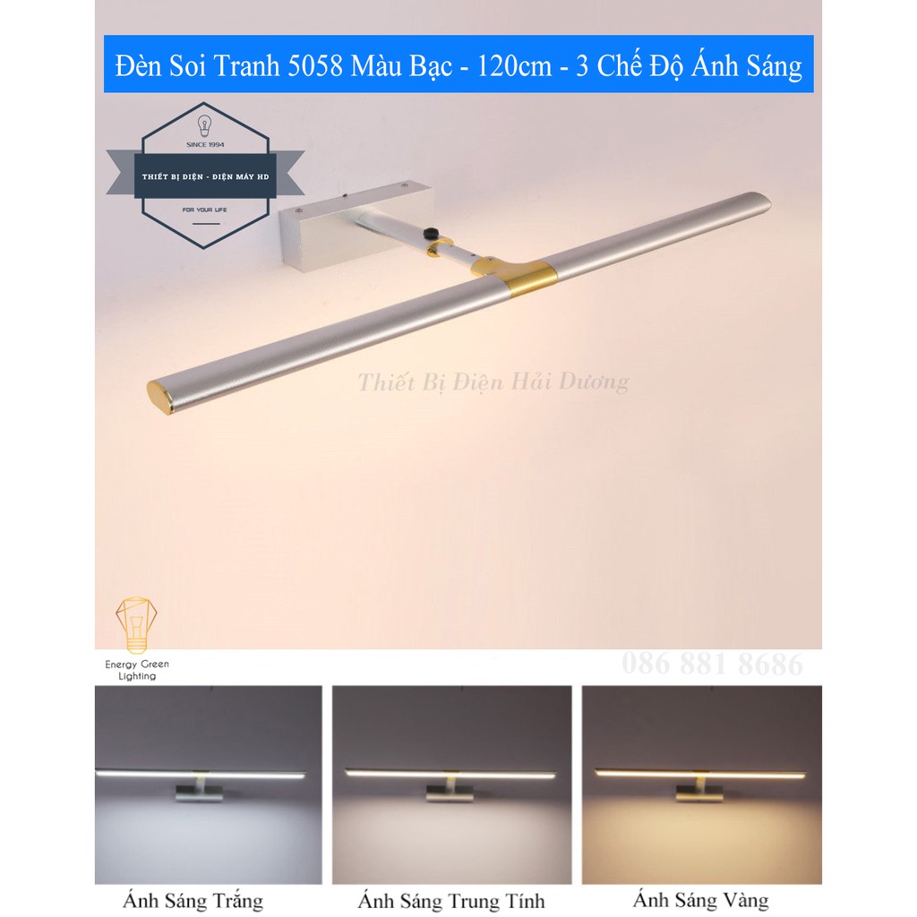 Đèn soi tranh - Đèn rọi gương Led Model 5058 120cm 24w 3 Chế Độ Ánh Sáng - Điều chỉnh được góc chiếu - Bảo Hành 12 Tháng