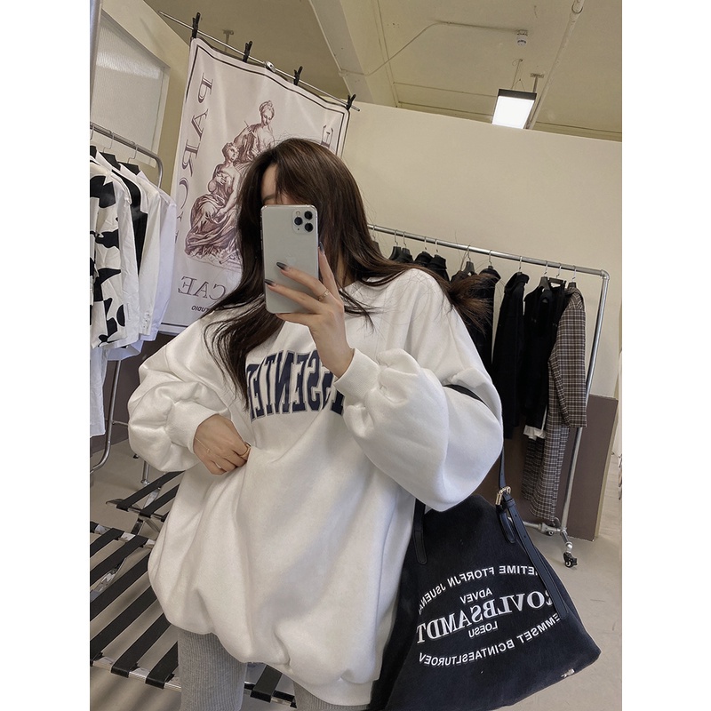 Porozi  Áo sweater nữ  dáng rộng in chữ cá tính thời trang