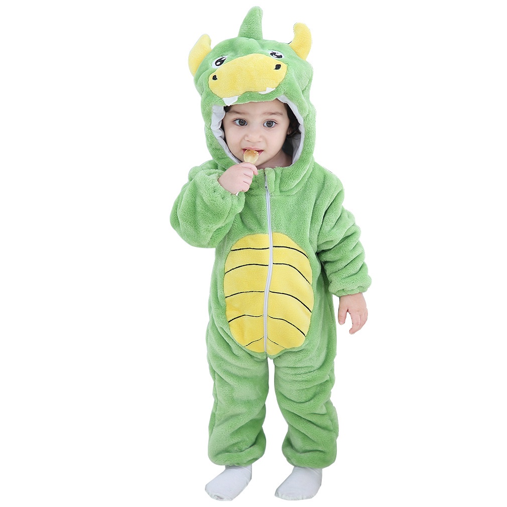 Bộ Áo Liền Quần Có Mũ Trùm Đầu In Hình Động Vật Hoạt Hình Dễ Thương Cho Trẻ Sơ Sinh
