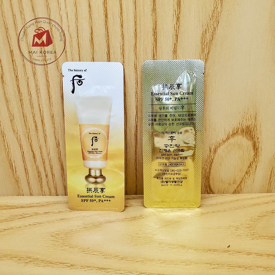 Kem chống nắng Whoo vàng Essential Sun Cream SPF50+/PA+++ cao cấp (sample gói 1ml)