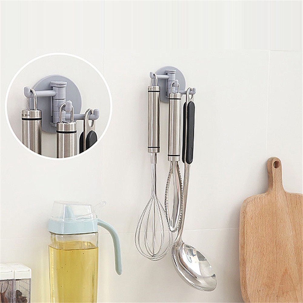 JUNE Household Kitchen accessories Multi-functional Hanger Seamless paste Rotating hook