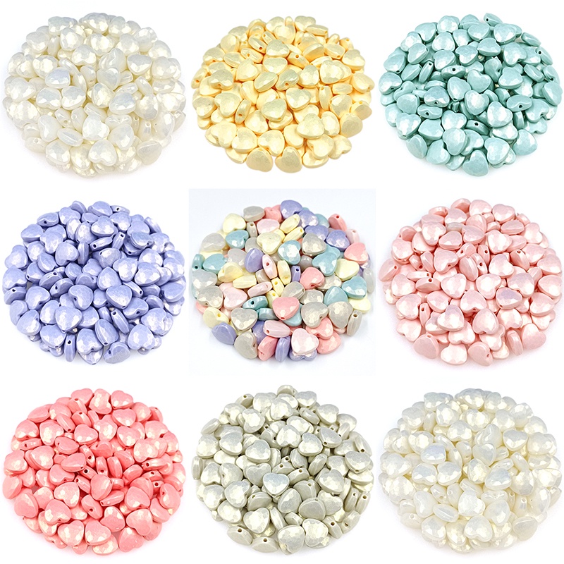 Túi 20 Hạt Nhựa Hình Trái Tim 11mm Tự Làm Trang Sức Tiện Lợi