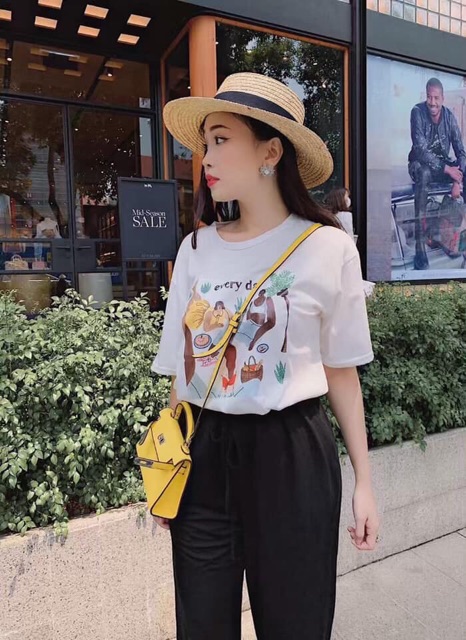 ảnh thật - Set áo trắng every day quần suông đen