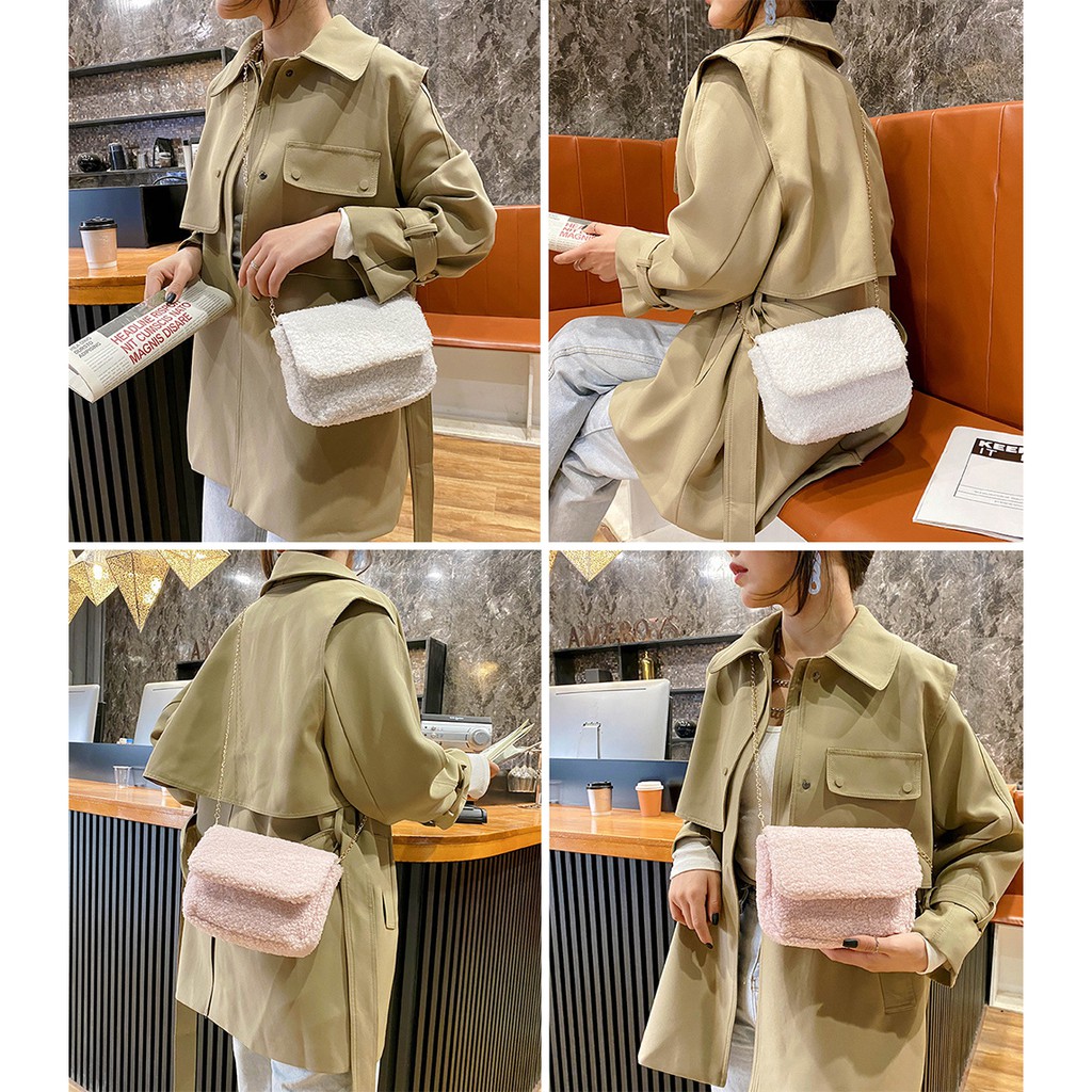 Túi Lông Korea Trơn 2 Lớp Siêu Xinh P1971