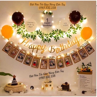 Dây khung hình ép kim sang chảnh 12 tháng trang trí sinh nhật