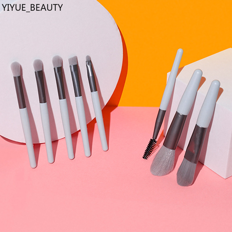 Bộ 8 Cọ Trang Điểm Mini Cán Gỗ