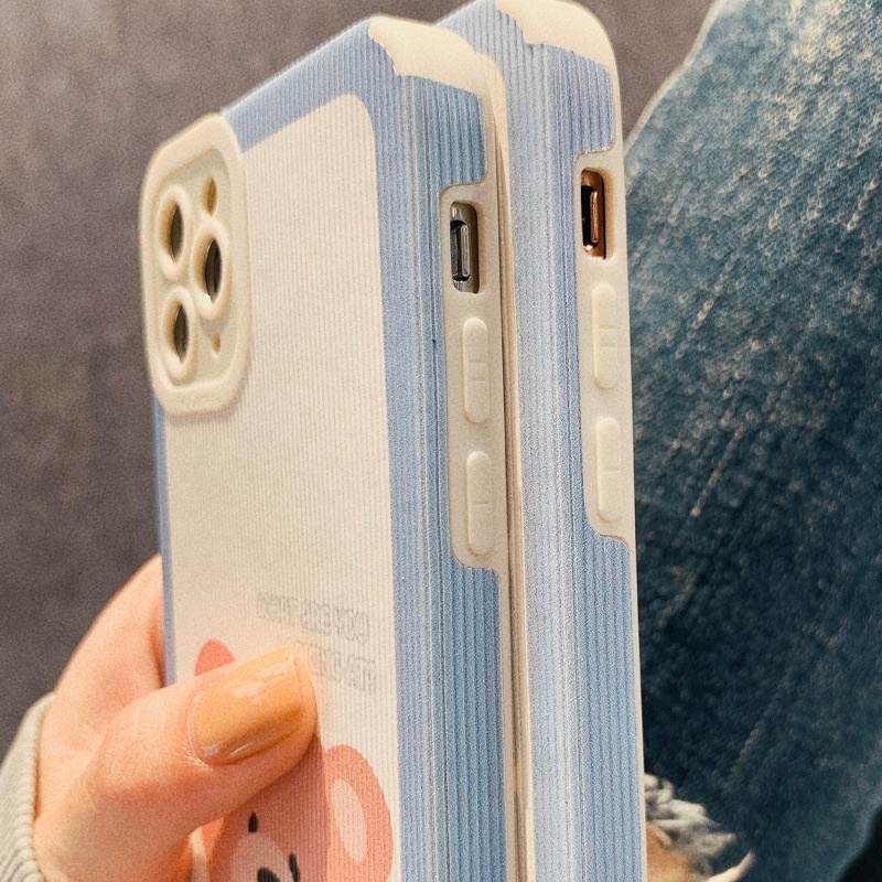 Ốp da sọc nổi Bear cute Đủ dòng đt IPhone Samsung Oppo Vivo Xiaomi  sau 2-3 ngày đi đơn