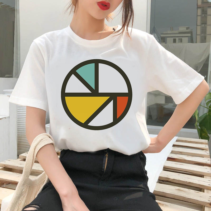 Women's T-shirt Geometric Graphic Print T-shirt Clothes White TShirt Harajuku Graphic T-shirt Fashion Landscape T-shirt Female