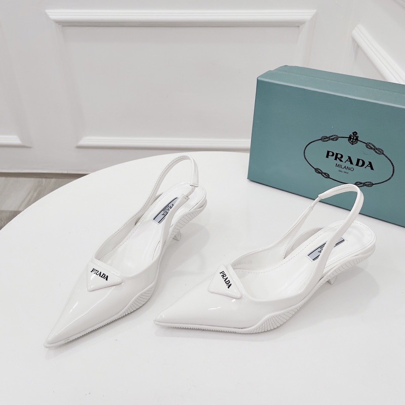 Sandal gót nhú Prada mũi nhọn da mềm