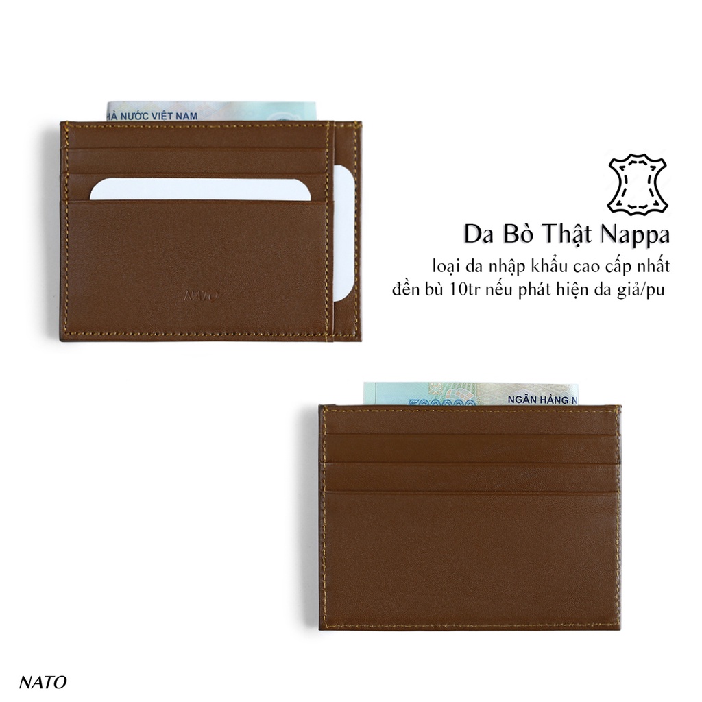 Ví Da MINI Nam Nữ Da Bò Thật Cao Cấp Sang Trọng Đựng Thẻ Nhỏ Gọn Bền Đẹp Màu Đen Nâu Xanh Navy Xịn Cardholder NATO