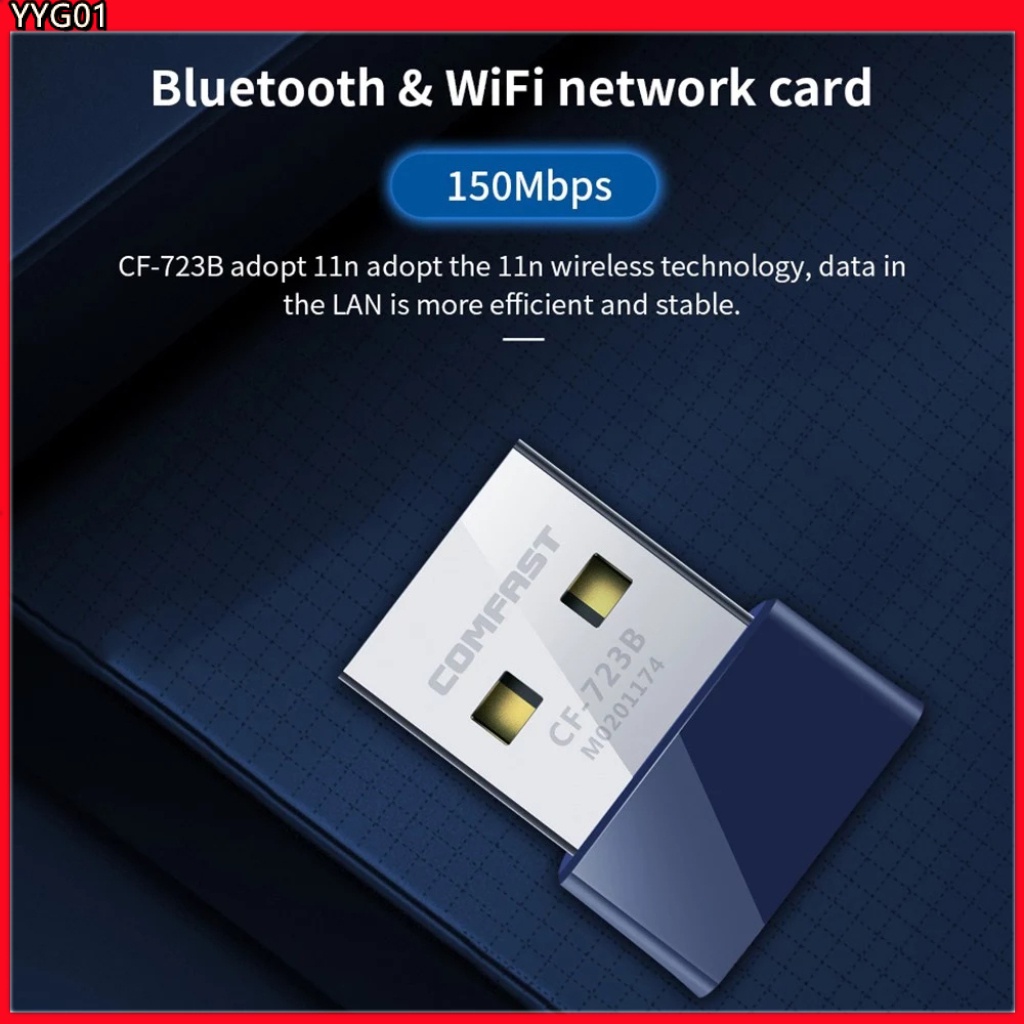 Thiết bị nhận tín hiệu USB WiFi Bluetooth 4.0 COMFAST CF-723B 150Mbps cho máy tính Laptop