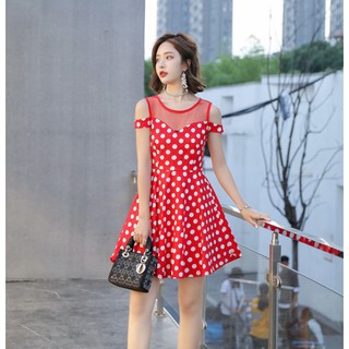 Đầm ôm xòe chấm bi cho người mập