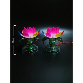 Bộ 2 đèn thờ sen màu 1 mini (cao 15cm) VDT-SM1