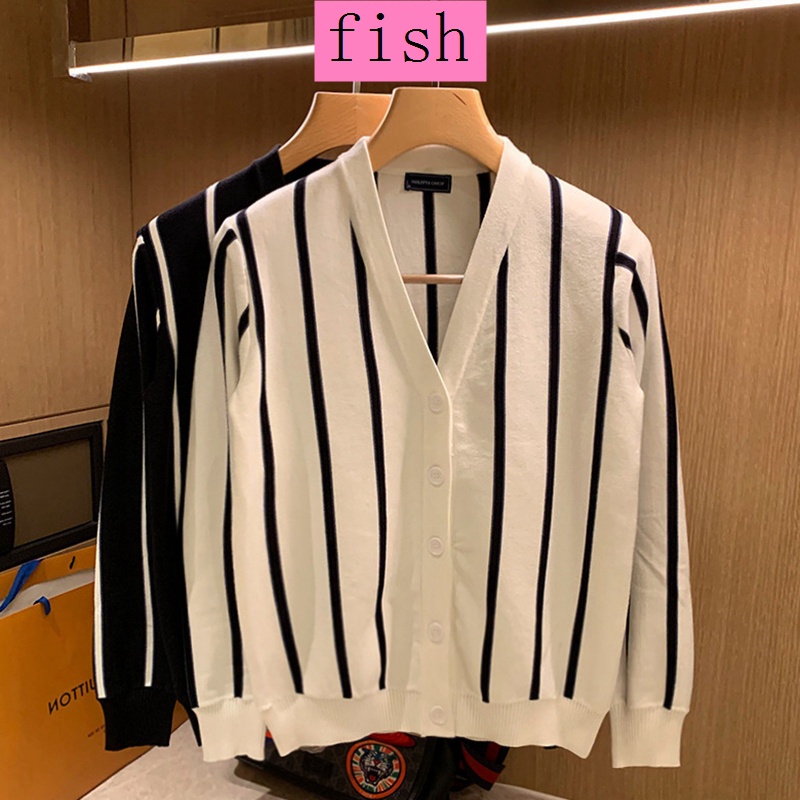 Áo khoác cardigan dệt kim họa tiết kẻ sọc dọc phong cách Hàn Quốc thời trang cho nam - HÀNG MỚI VỀ