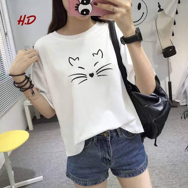 Áo thun nữ mèo ria (HĐ)