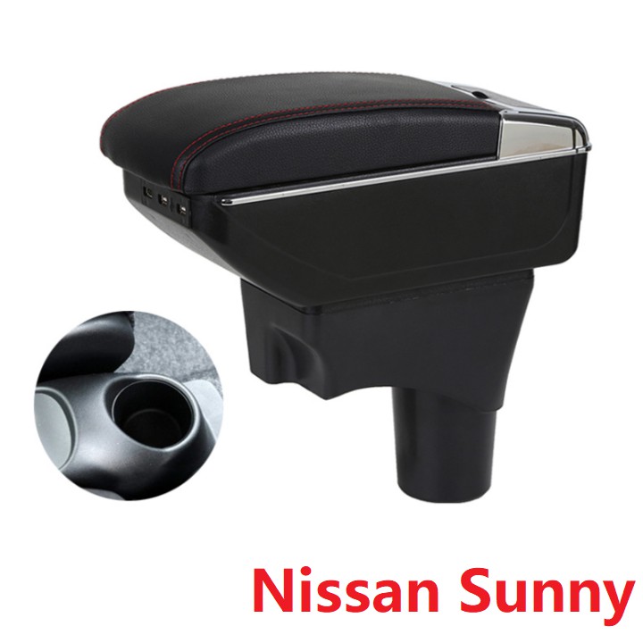 Hộp tỳ tay ô tô Nissan Sunny tích hợp 7 cổng USB DUSB-NNY - 2 màu: Đen và Be