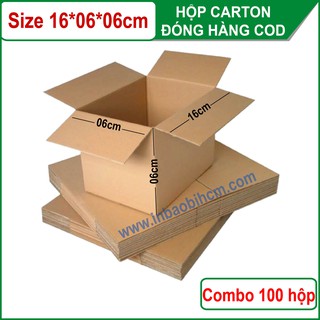 100 hộp carton đóng hàng 16x6x6 cm (InbaobiHCM - Thùng giấy - Hộp giấy)