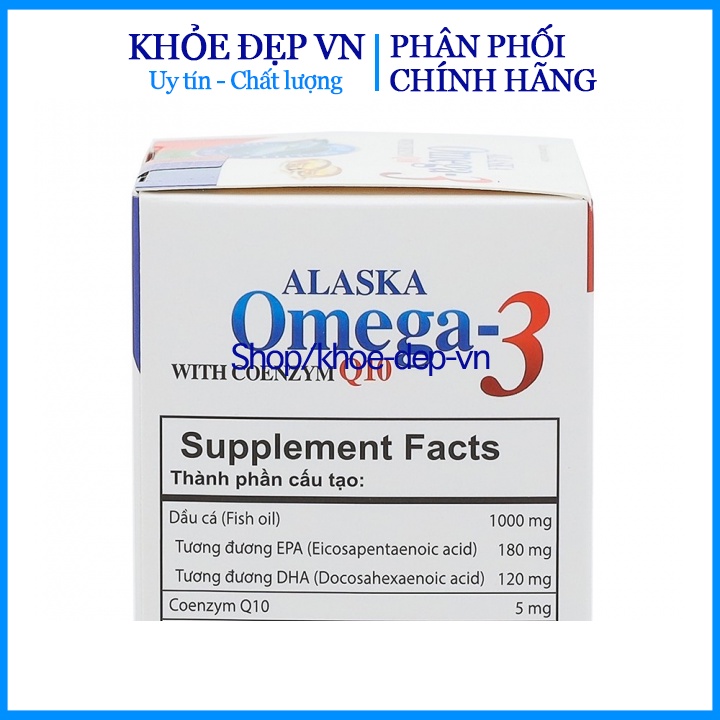 viên dầu cá Alaska Omega 3 bổ não, sáng mắt, khỏe tim mạch Hộp Trắng 100 viên