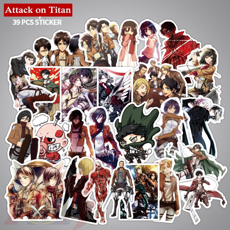 Giấy và decal dán tường &gt;Ready Stock&lt; ❉Attack on Titan Stickers❉39Pcs/set Kaws JDM Doodle Stickers
