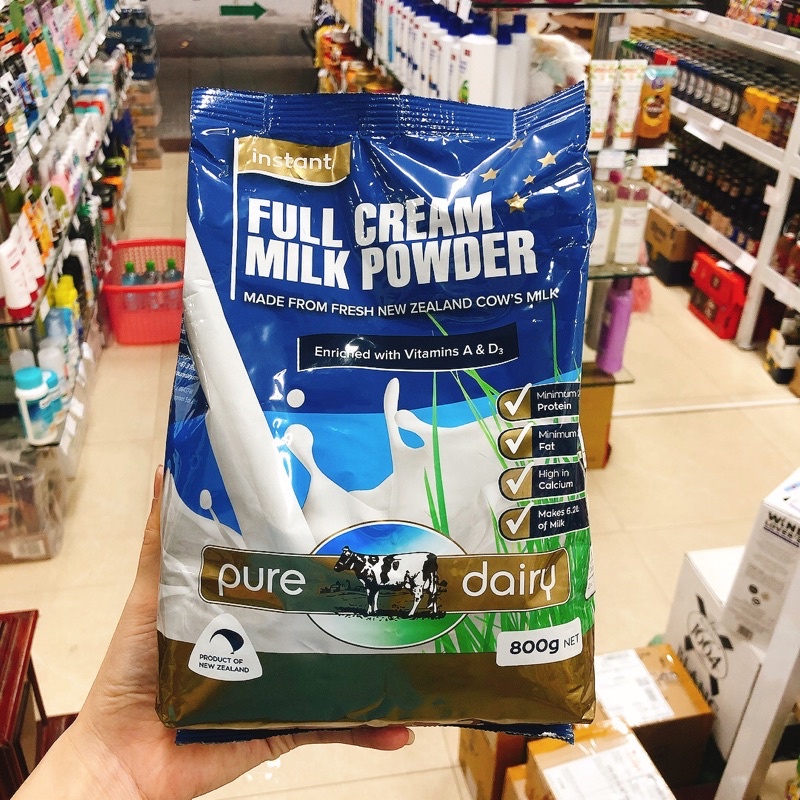 Sữa bột nguyên kem tan nhanh Instant full cream milk powder Pure Dairy 800g (400g)