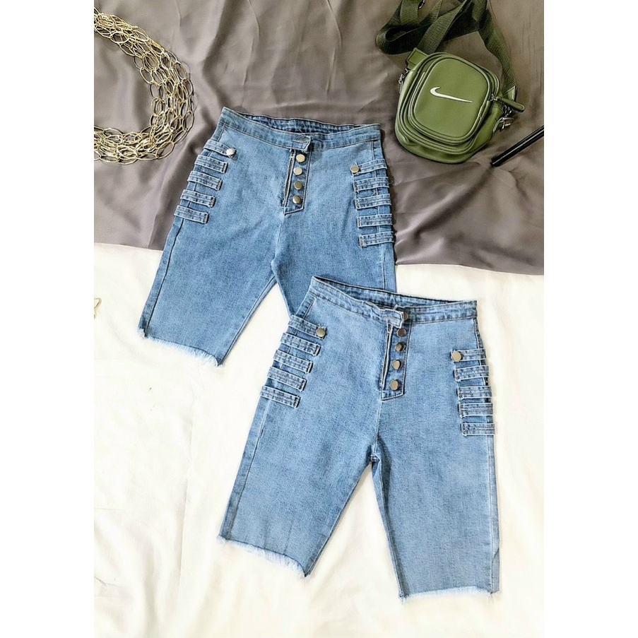 Quần jean ngố 5 túi lửng 2 bên hông cách điệu NA có hình thật