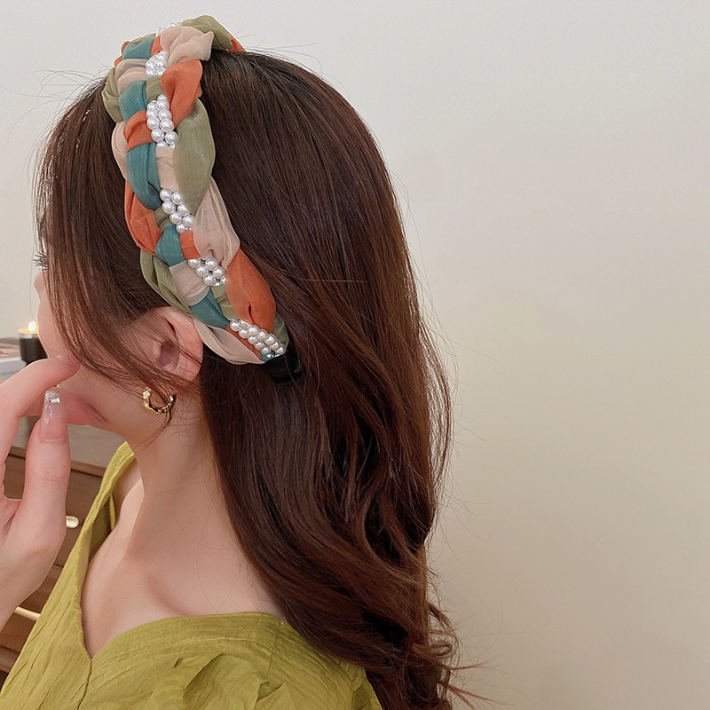 Kẹp Tóc Vải Đính Hạt Ngọc Trai Mới 2022