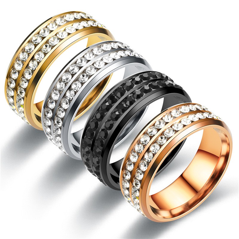 Nhẫn thép titan nguyên chất thời trang cho nam và nữ Nhẫn đính hôn kim cương siêu bền