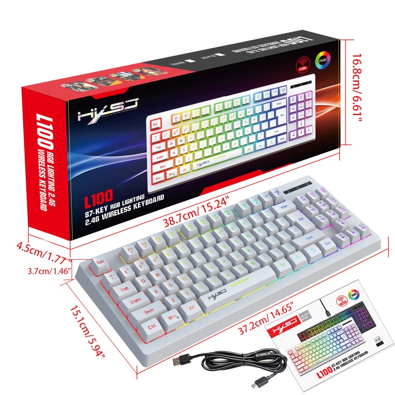 Bàn PhíM Gaming NAMA L100 87-Key RGB 2.4G Không Dây, Hỗ Trợ USB 1800mAh
