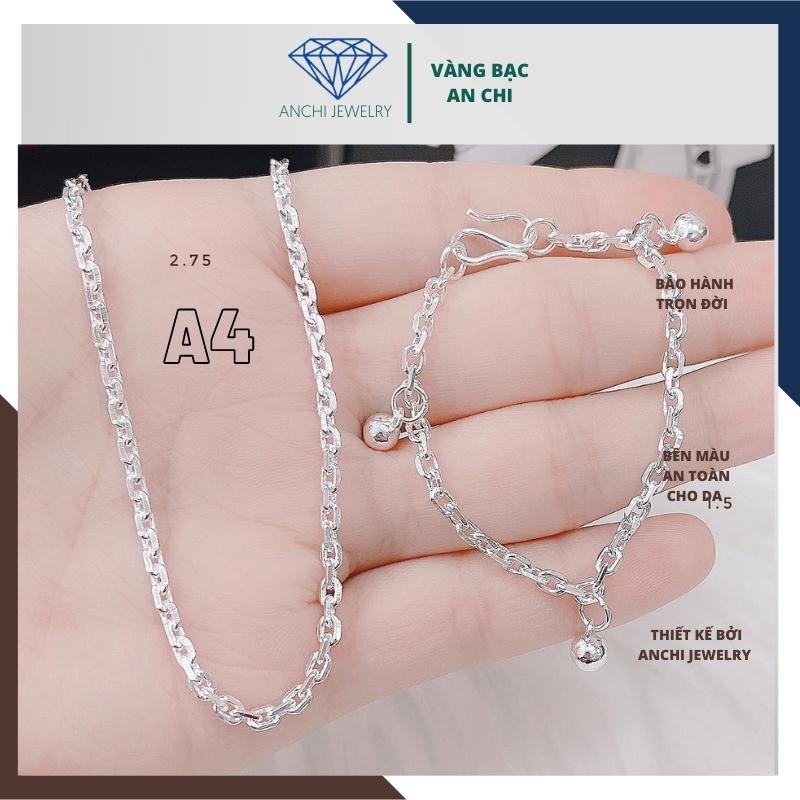 Bộ dây chuyền, lắc tay cho bé trai, chuẩn bạc thật không xỉn màu - an toàn cho bé. Anchi jewlery