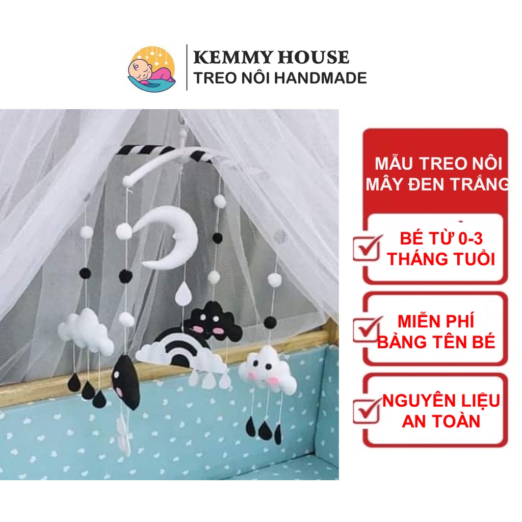 (May thủ công) Mẫu treo nôi mây trăng đen trắng kích thích thị giác
