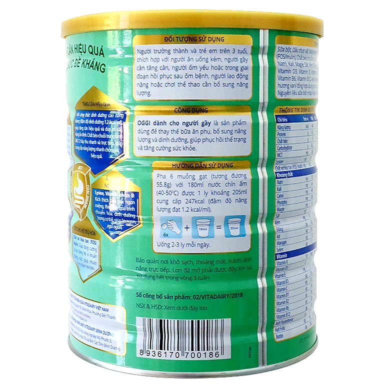 Sữa Oggi Dành cho người Gầy 900g [Date 2024]